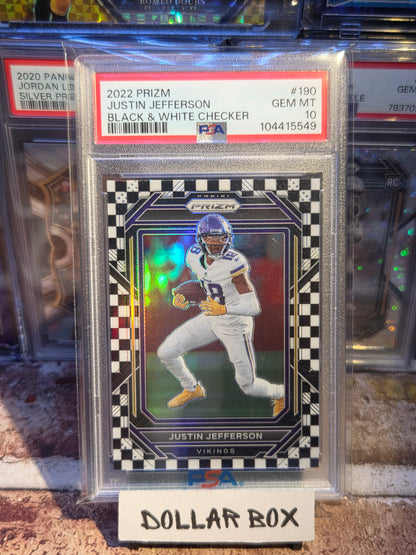 2022 Justin Jefferson Black & White Checkerboard PSA 10