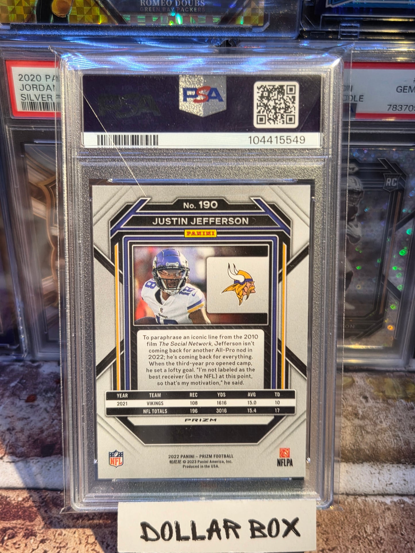 2022 Justin Jefferson Black & White Checkerboard PSA 10